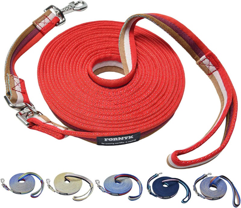 Fornyk Lunge Line for Horse, Premium Equine Lunge Line with Alloy Trigger Buckle and Dual Swivel Snaps for Accurate Equestrian Training, Competition and Daily Use, 26ft/8m (Red-White-Brown) - Image 1